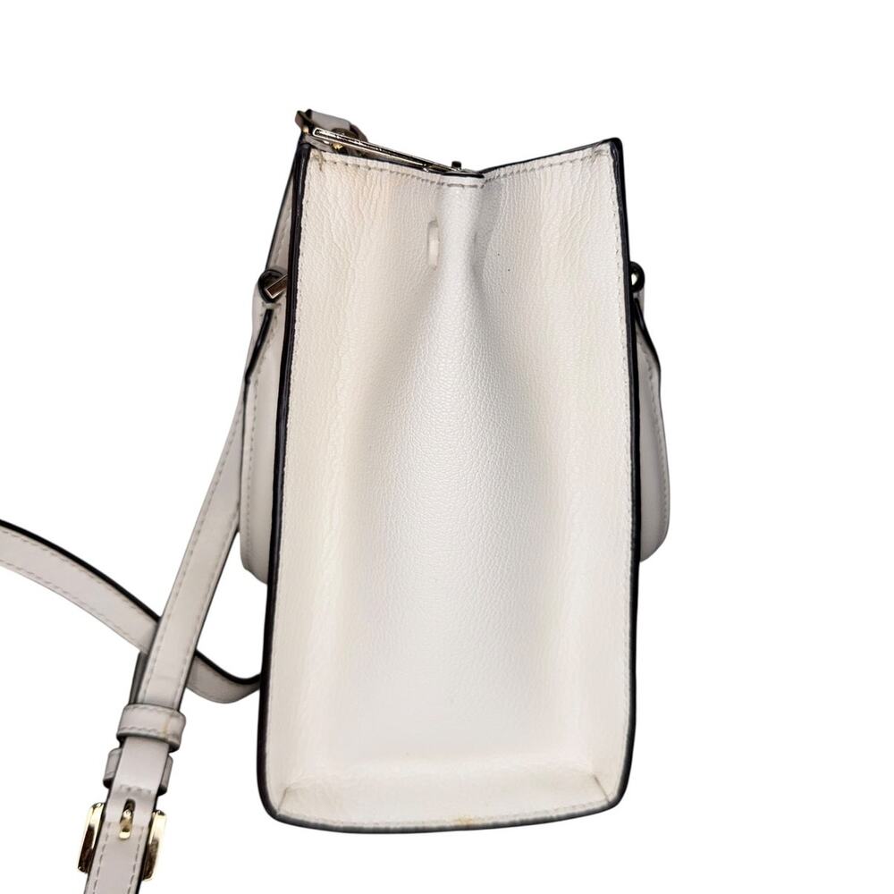 Michael Kors Ivory Pebbled Leather Purse Handbag Crossbody Square Satchel - Picture 4 of 11